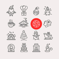 Set of Christmas icons for design and decoration