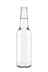 Clear White Water, Soda, Cider or Tonic Bottle. 12 oz (11 oz) or 355ml (330ml) of volume. Realistic 3D Mockup Isolated on White Background Close-Up.