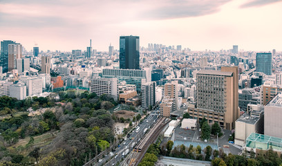 Fototapeta na wymiar Tokyo cityscape view from Bunkyo civic center observation lounge , Tokyo , Japan