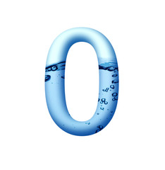 AQUA BLUE WATER AND WATER BUBBLE APLHABET NUMBER  0