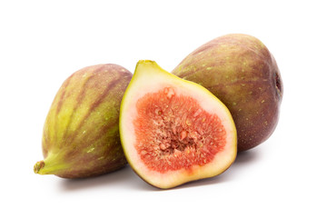 Fig fruits isolated on white background. Top view. Flat lay pattern