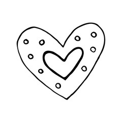 Hearts vector doodle illustration. Love. St. Valentine's Day. Sticker, icon, coloring page.