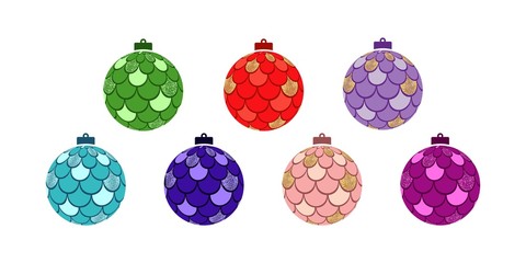 Christmas ball with  mermaid scales vector illustration
