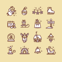Set of Christmas icons for design and decoration