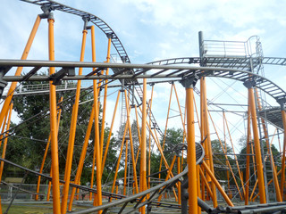 Vienna, Austria, August 18 2019, roller coaster at  Prater luna park