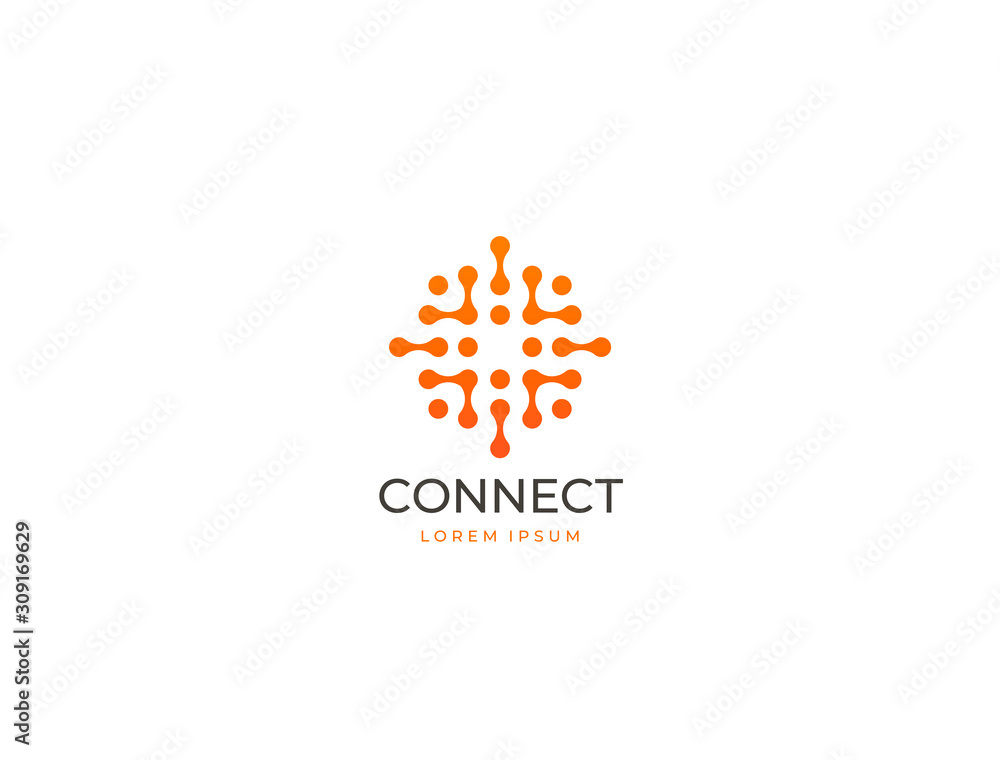 Wall mural abstract digital connection technology logo. letter o logotype. simple high tech design. modern vect
