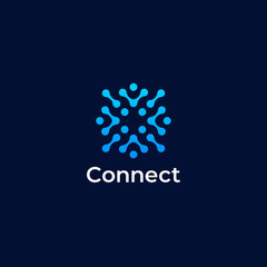 Abstract digital connection technology logo. Letter O logotype. Simple high tech design. Modern vector icon.