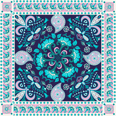 Vector backround with ethnic indian kalamkari ornament. Floral paisley decorative pattern