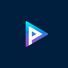 Abstract letter P logo. Play media logo icon. Modern arrow logo design. Music player, video player application icon. App icon design for iOS and Android.