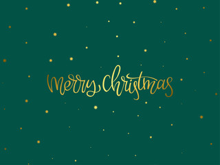 Fototapeta na wymiar Merry Christmas vintage background with lettering and gold glitter elements