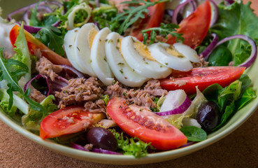 Tuna salad with vegetables and eggs