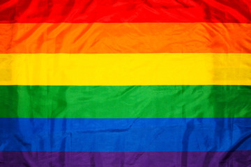 Rainbow lgbtq flag made from silk material.  