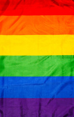 Rainbow lgbtq flag made from silk material.  