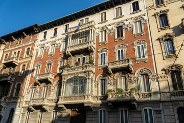 Fototapeta na wymiar Historic building in via Ariosto at Milan, italy