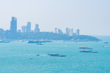Beautiful outdoor landscape and seascape with sea ocean bay in Pattaya city