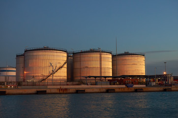 Chemical tanks in the port
