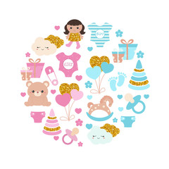 Background with simple baby symbols.