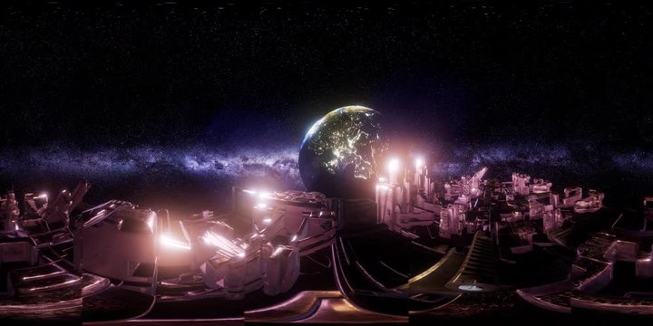 big alien mothership in space. ready for use in vr360 virtual reality