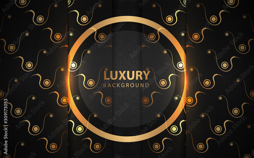 Aufkleber black abstract background with paper shapes overlap layers. luxury and modern concept texture with g
