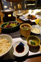 Dishes of Japanese traditional foods (plates)
