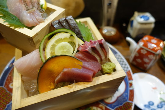 Dishes of Japanese traditional foods (Plates)