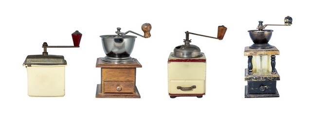 Free-standing antique coffee grinders from grandma's time