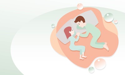 loving young couple hold hand in bed. vector illustration isolated cartoon hand drawn
