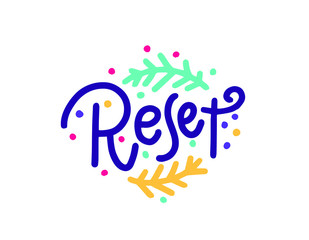 Reset. Text tag. Vector ink imprint on a white background.