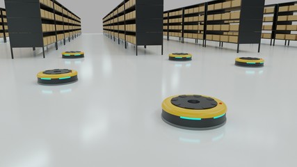 Automated guided vehicle. Warehouse of the future