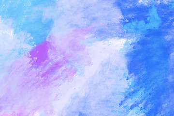 Abstract image of color powder in blue, white and purple color, digital illustration