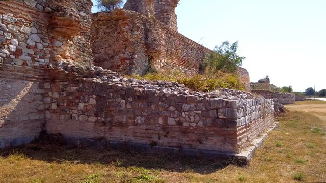 Roman fortress wall in Greece, no people medium shot