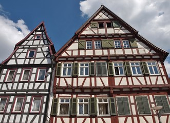 Half timbered houses st the market place in Stuttgart Leonberg in Germany