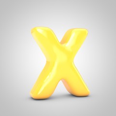 Yellow Fruit Bubble Gum letter X isolated on white background.