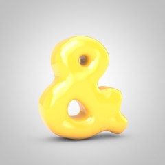Yellow Fruit Bubble Gum ampersand symbol isolated on white background.