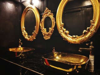 Gold wash basin luxury interior
