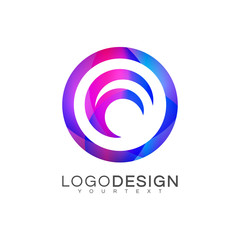 sea wave gradient logo vector design color full