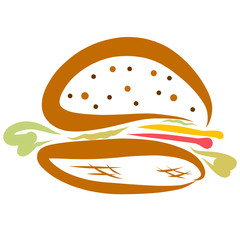 cheeseburger, cheese and meat sandwich in a bun