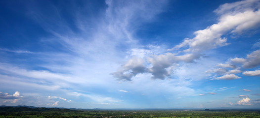 Beautiful blue sky with white cloud in nature landscape for background