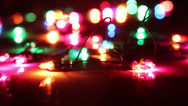 Christmas lights on dark background