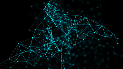 Abstract blue connection structure. 3d rendering.