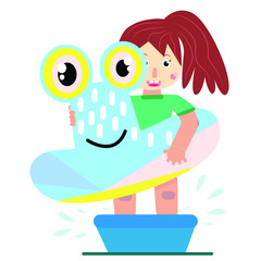 The little girl wants to swim