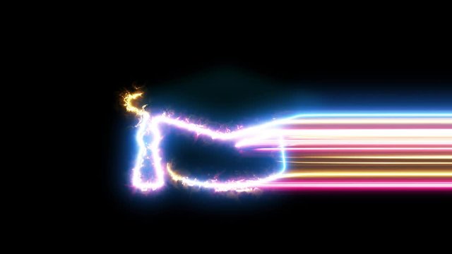 Graduation cap symbol reveal. Blue, yellow, pink colors smoothly shimmer and form a neon electric number. Glowing motion wipes to center. 4K 60 fps video render footage.
