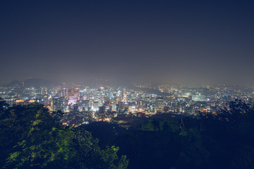 Night view of downtown of Seoul, South Korea.	