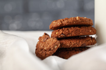 Homemade oat cookies for snack close up