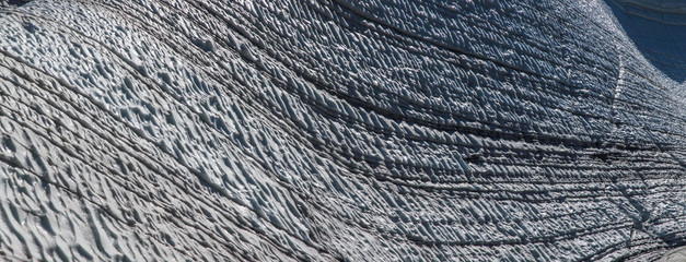 Glacier texture, ecology. Traveling in the mountains, climbing. Natural background.