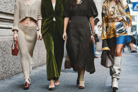 September 22, 2018: Milan, Italy - Street style outfits in detail during Milan Fashion Week  - MFWSS19