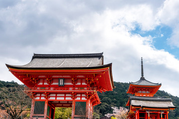 The West Gate of Kiyomizudera, a Buddhist Temple in Kyoto, Japan