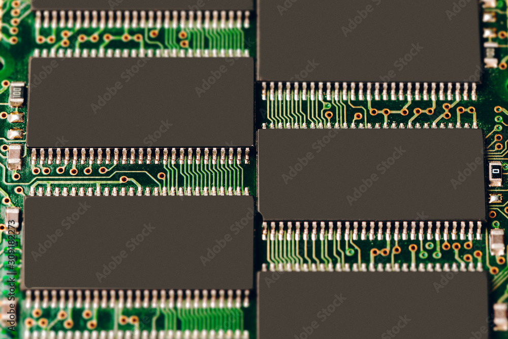 Poster close up of electronic circuit board with processor