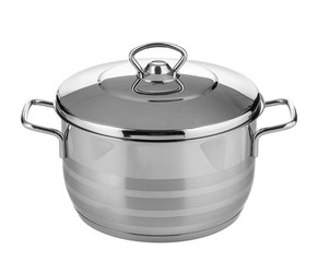 Stainless steel pot isolated on white background