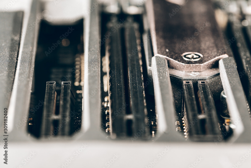 Poster close up of a electronic circuit board with processor